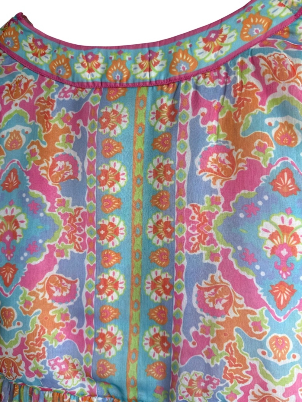 Gretchen Scott Designs Vibrant Bohemian Print 3/4 Sleeve Maxi Dress Sz L - Picture 8 of 10